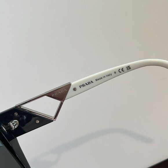 Prada 54mm geometric black and silver sunglasses main image 7